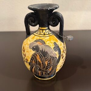 Vintage Black and Yellow Greek Vase